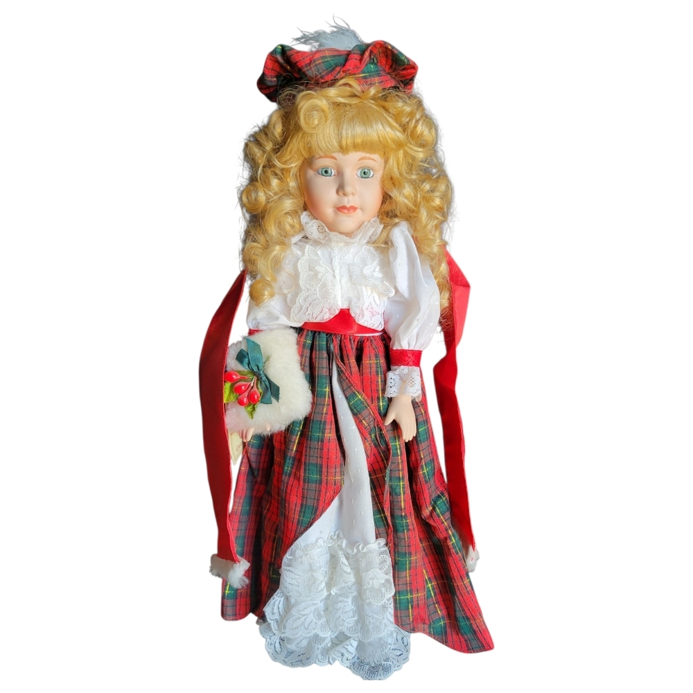 Dynasty Doll Collection Red Plaid Holiday Doll